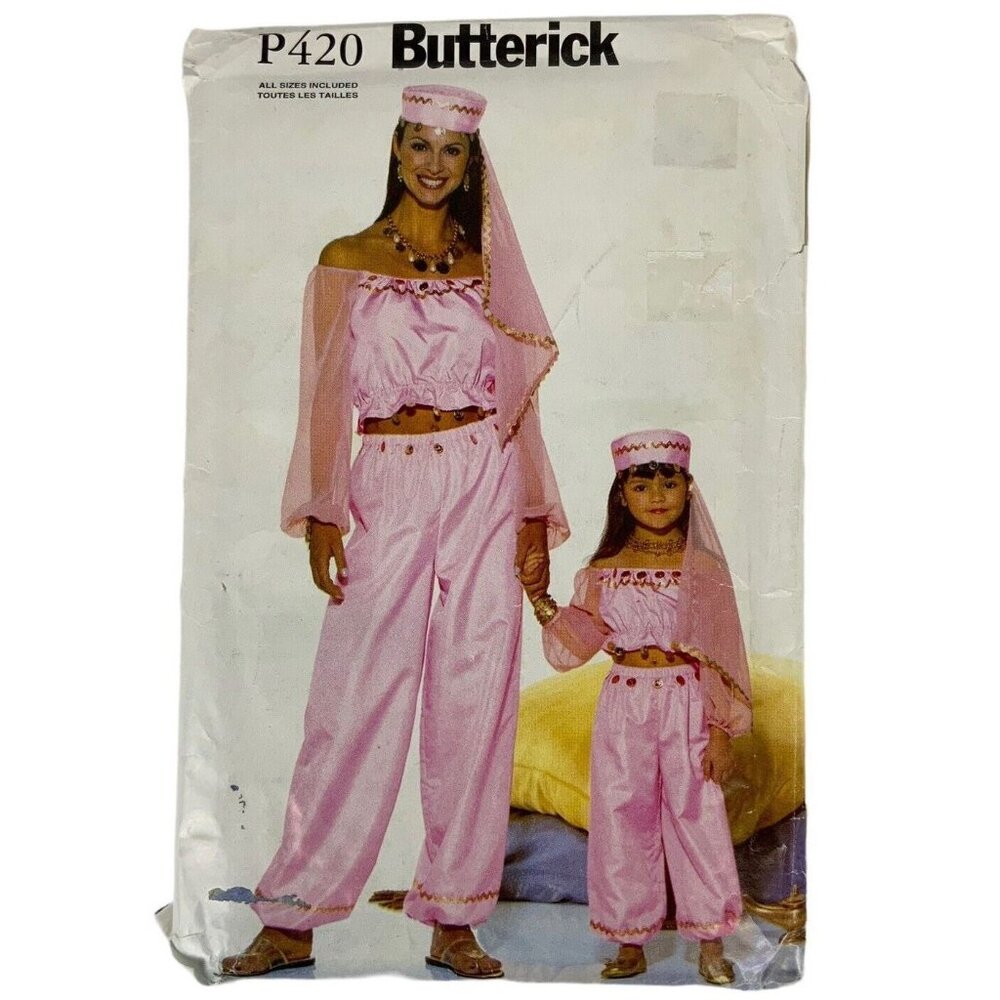 Butterick P420 Mom Daughter XS-L Genie Belly Dancer Costume Pattern 2000 UNCUT